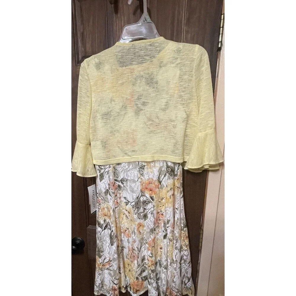 Size Small Perceptions New York Floral Print Lace Dress With 3/4 Sleeve Sweater - Picture 7 of 7